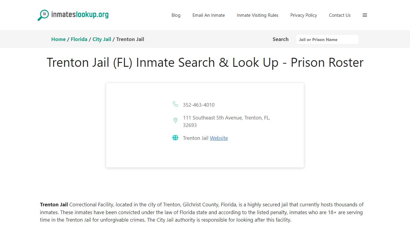 Trenton Jail (FL) Inmate Search & Look Up - Prison Roster