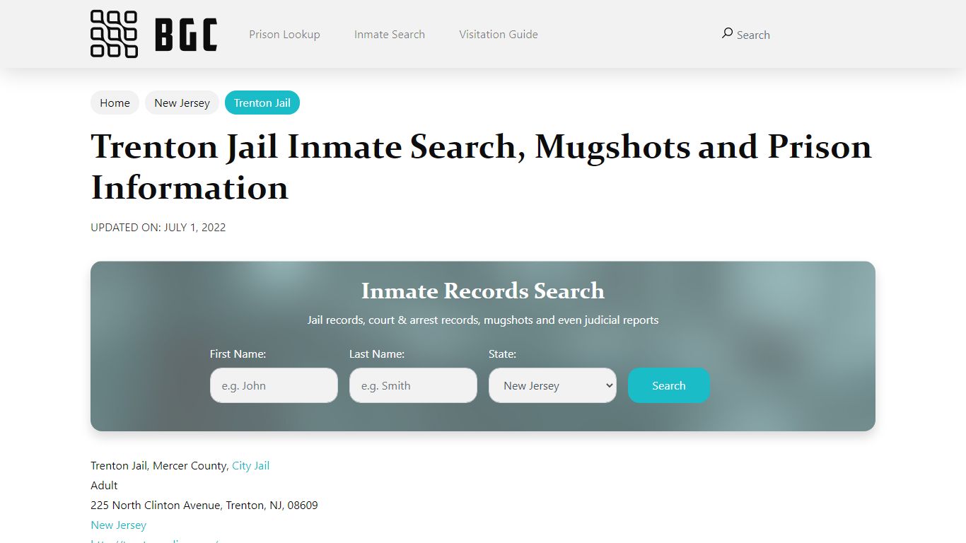 Trenton Jail Inmate Search, Mugshots and Prison Information